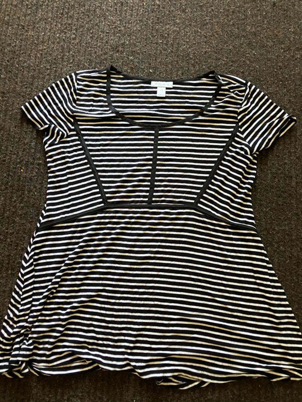 Motherhood Maternity Black and White Striped Short Sleeve Scoop Tee